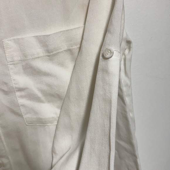 Side Stitch Cream Button-Up Blouse - Picture 6 of 8